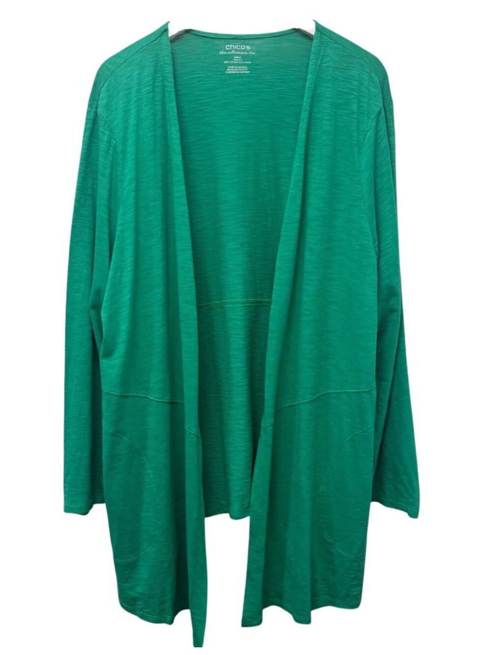 Chico's Duster Cardigan XXL Green Pockets Cotton Modal Womens Ultimate Tee